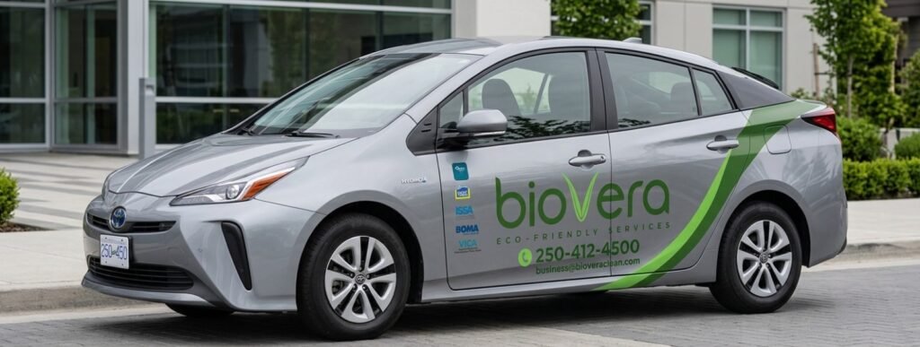 BioVera electric service vehicle serving managed properties in Victoria, BC